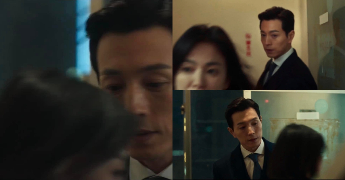 《黑暗榮耀》河度領與文同珢在樓梯間距離拉近,這一幕癡漢小編彷彿可以聞到宋慧喬的髮香。