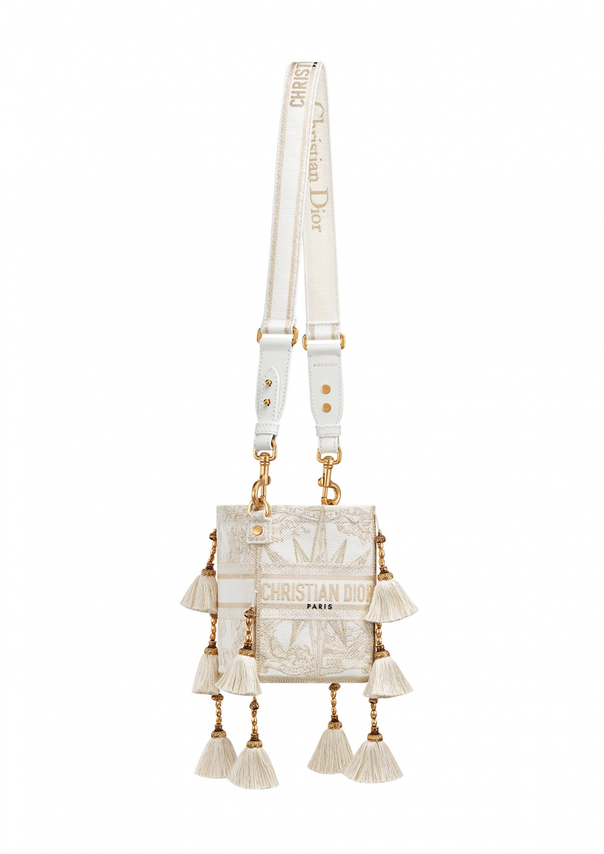 DIOR D-Bubble 金色與白色無限之夢刺繡小型水桶包，NT$105,000