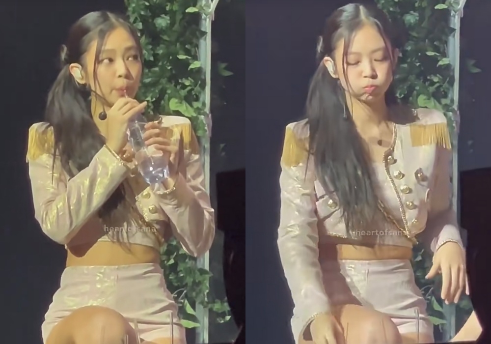 Jennie無意間的喝水小習慣在台上實在是太萌了！