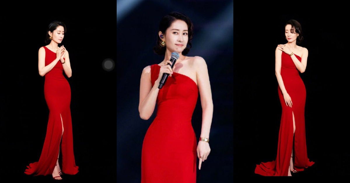 6歲的劉敏濤換上紅色禮服豔驚四座,姣好身段令人著迷。
