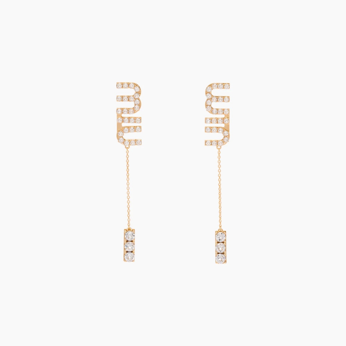 MIU LOGO 水晶吊墜耳環 $18,500