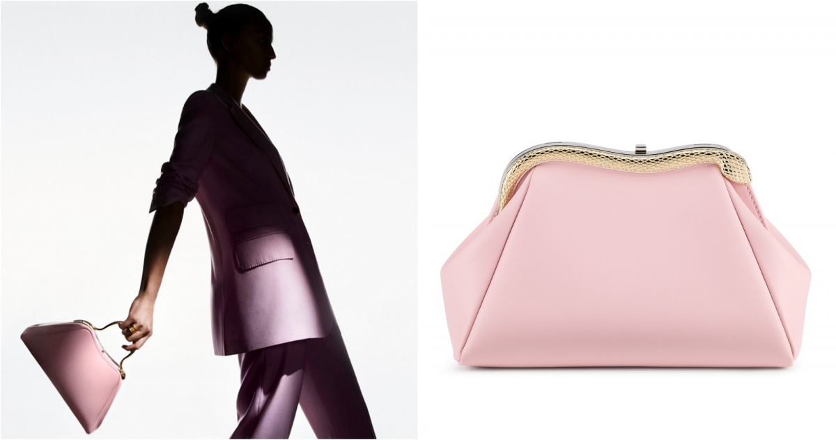 BVLGARI SERPENTINE POUCH玫瑰石英色小牛皮手拿包，NT$92,600