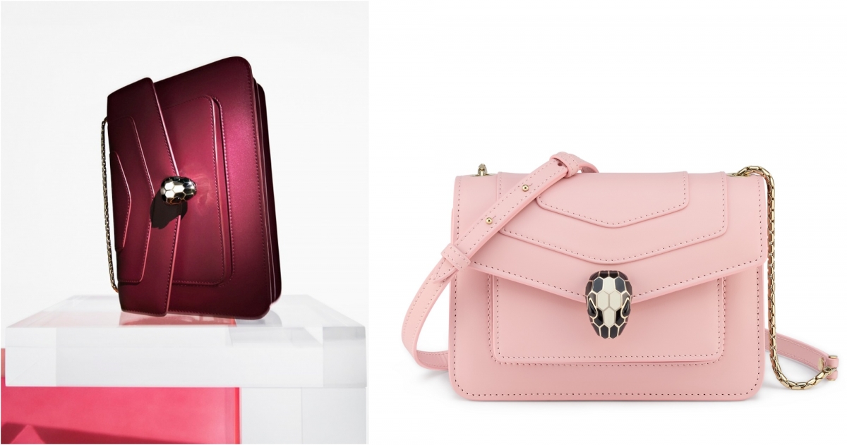 BVLGARI SERPENTI FOREVER玫瑰石英色小牛皮肩背包，約NT$91,500