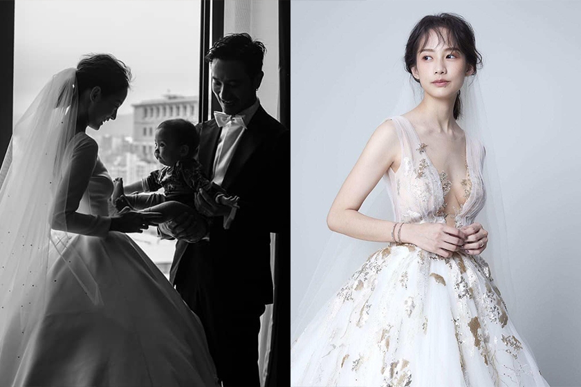 簡嫚書婚紗造型唯美動人,同時也大方顯露好身材。