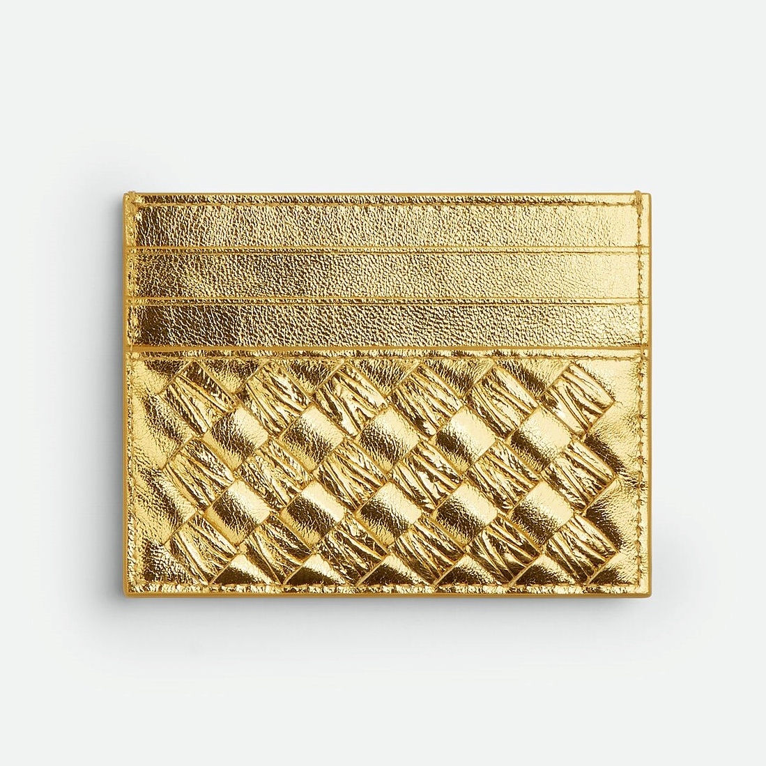 BOTTEGA VENETA 金色編織卡夾，NT$14,000