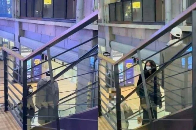 宋仲基與凱蒂娘家人們一起去看電影