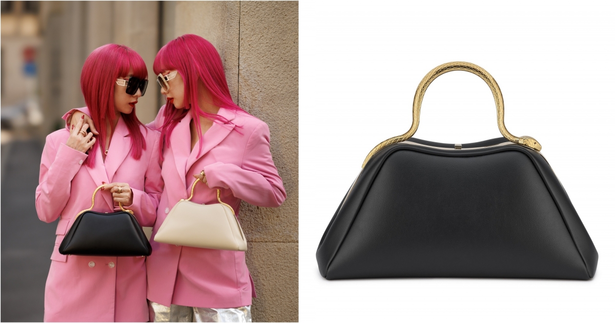 寶格麗 SERPENTINE TOP HANDLE黑色小牛皮手提包，NT$123,200