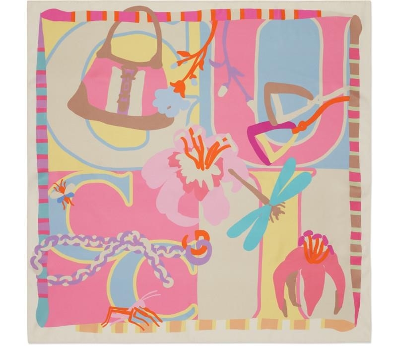 Guccissimo 印花斜紋真絲方巾, $17,600