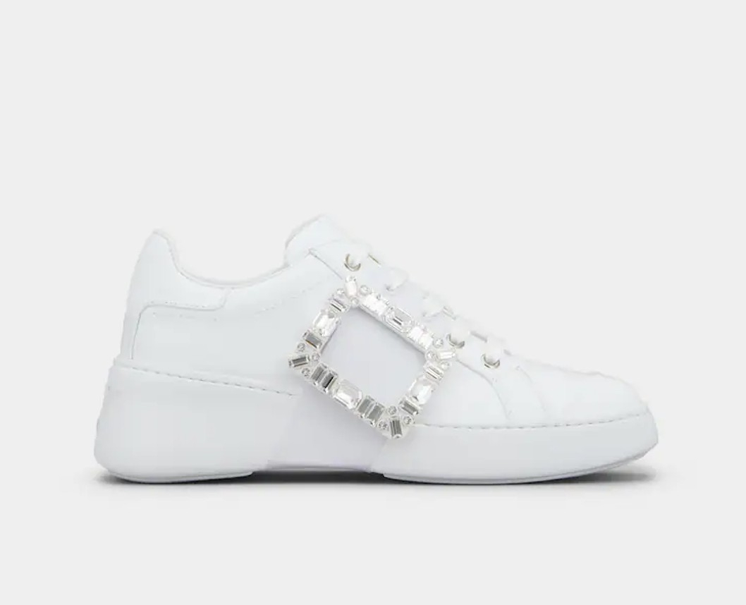 Viv' Skate Strass Buckle Sneakers in Soft Leather