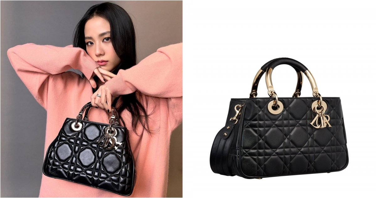 DIOR 95.22 黑色籐格紋小羊皮中型提包，NT$235,000