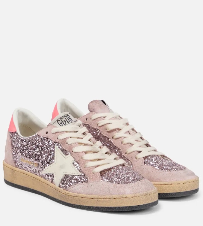 GOLDEN GOOSE Ball Star glitter suede sneakers,€715