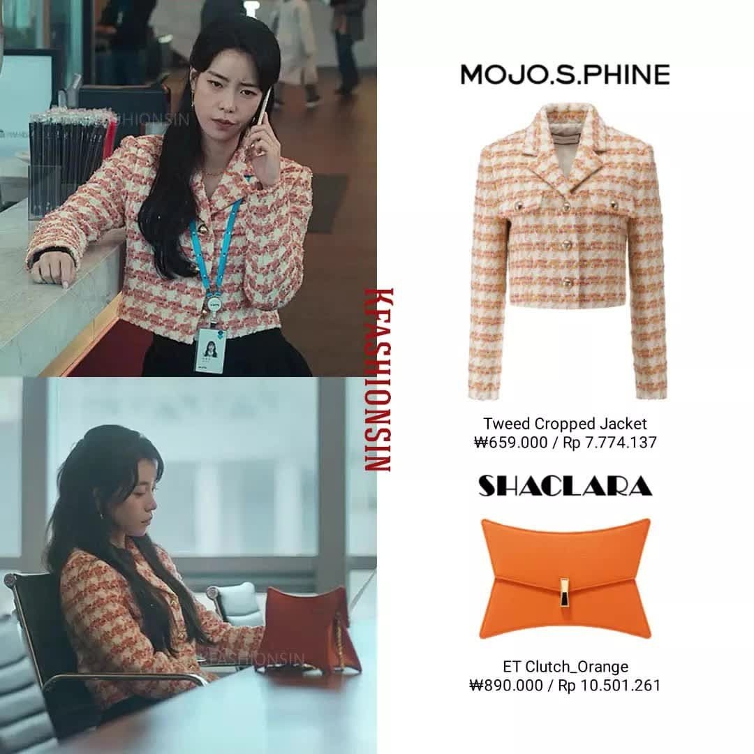 惡女朴涎鎮粉白相間短版上衣盡顯貴氣。