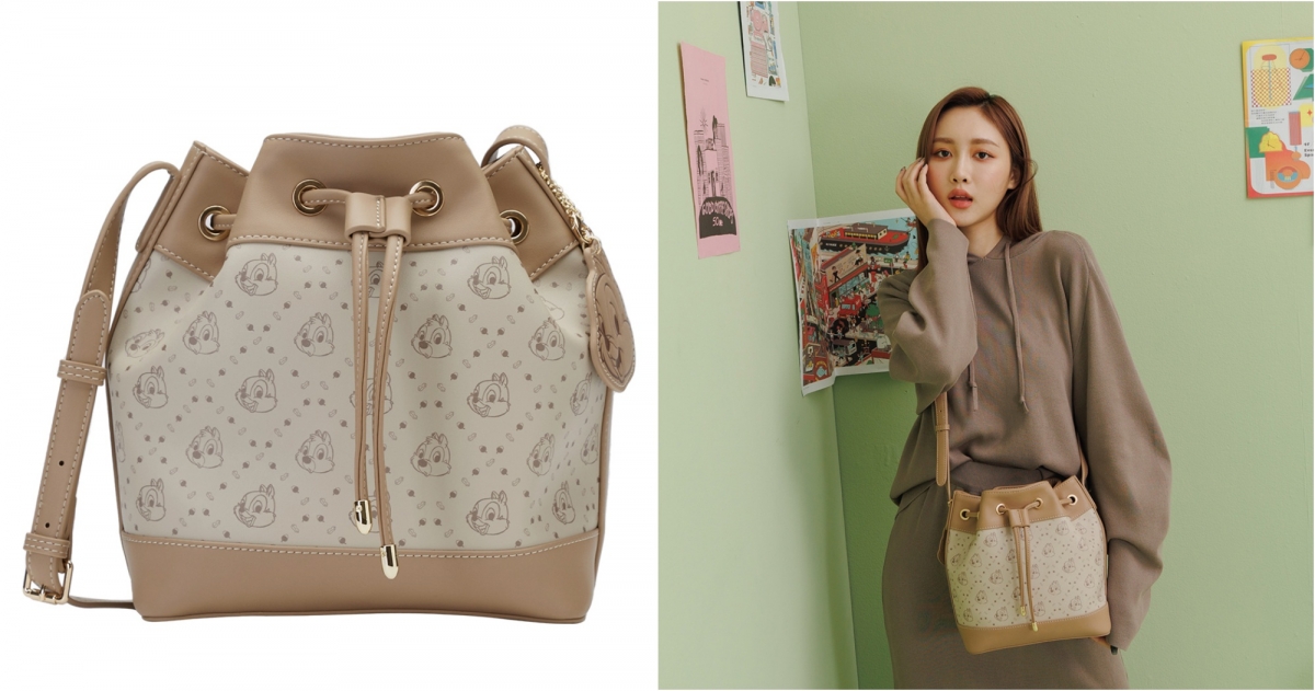 Grace Gift 迪士尼奇奇蒂蒂款滿版印花抽繩水桶包,NT$1399