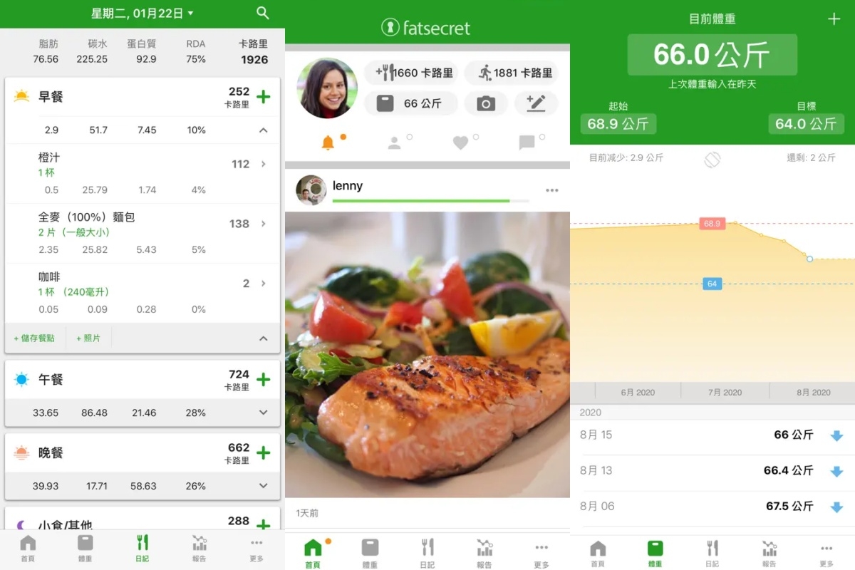免費下載的減肥APP推薦1:《FatSecret卡路里計算器》