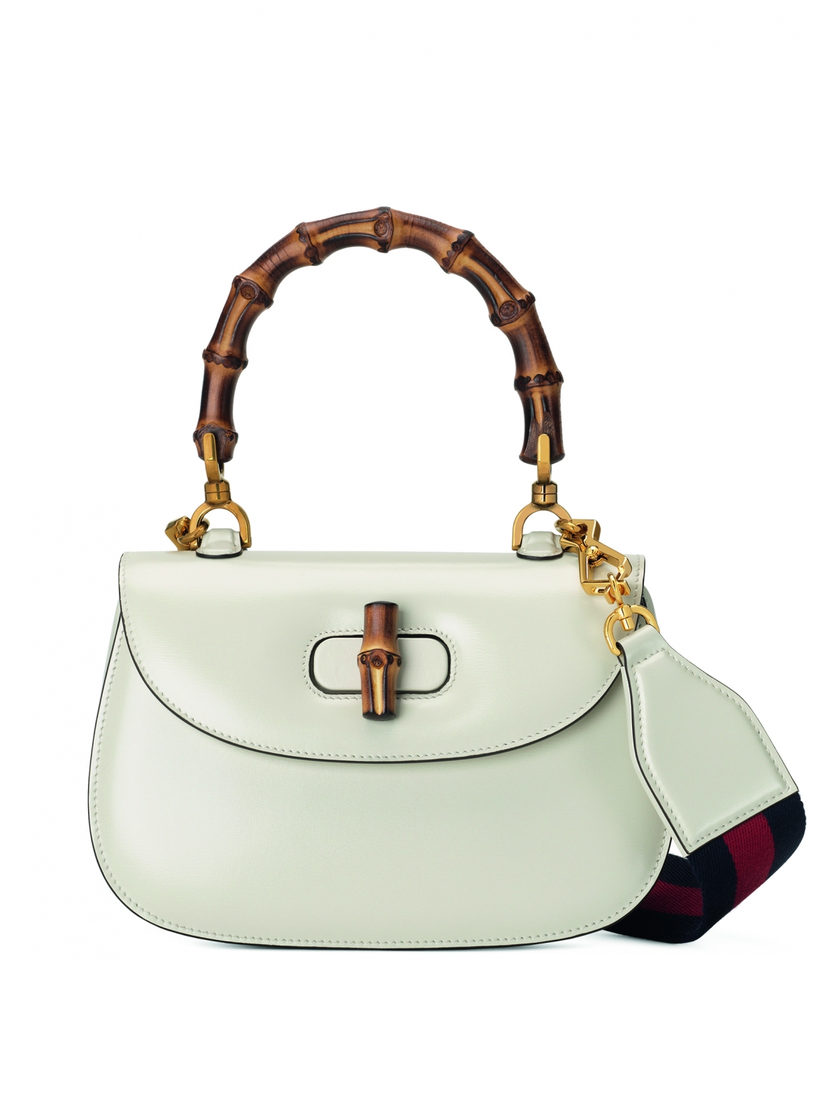 Gucci Bamboo 1947系列白色小型手提肩背包 $152,100