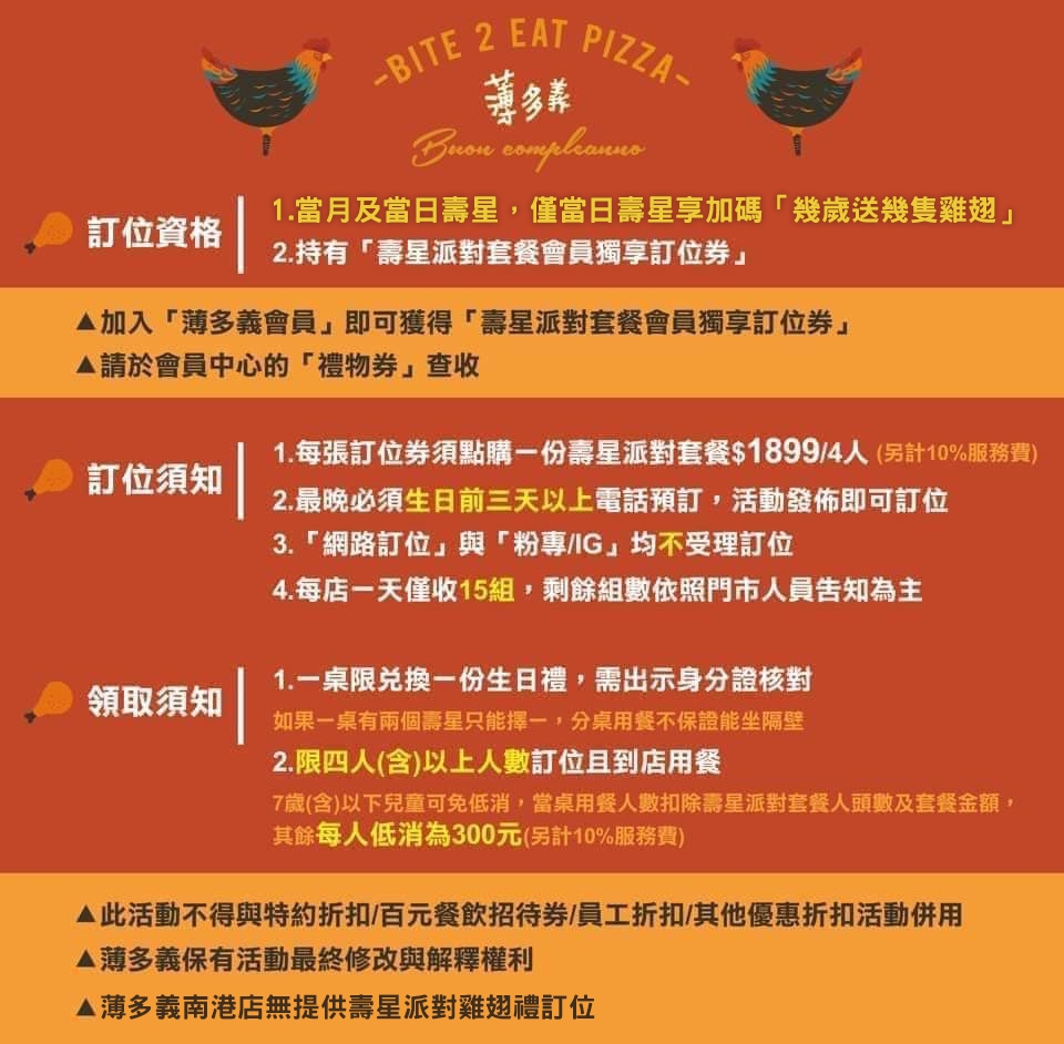 薄多義「雞翅生日禮」規則