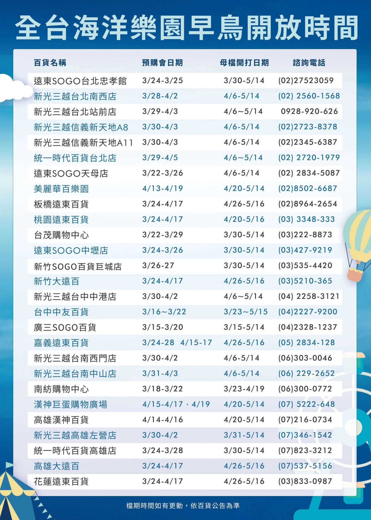 碧兒泉全台櫃點母親節活動時間表 