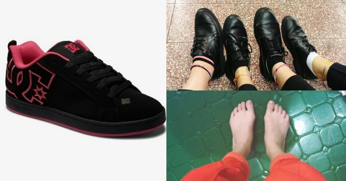 #腳鍊、捲褲管、DC滑板鞋