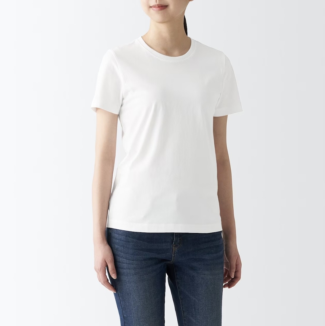 無印良品女有機棉天竺圓領短袖T恤 白色M號 299元