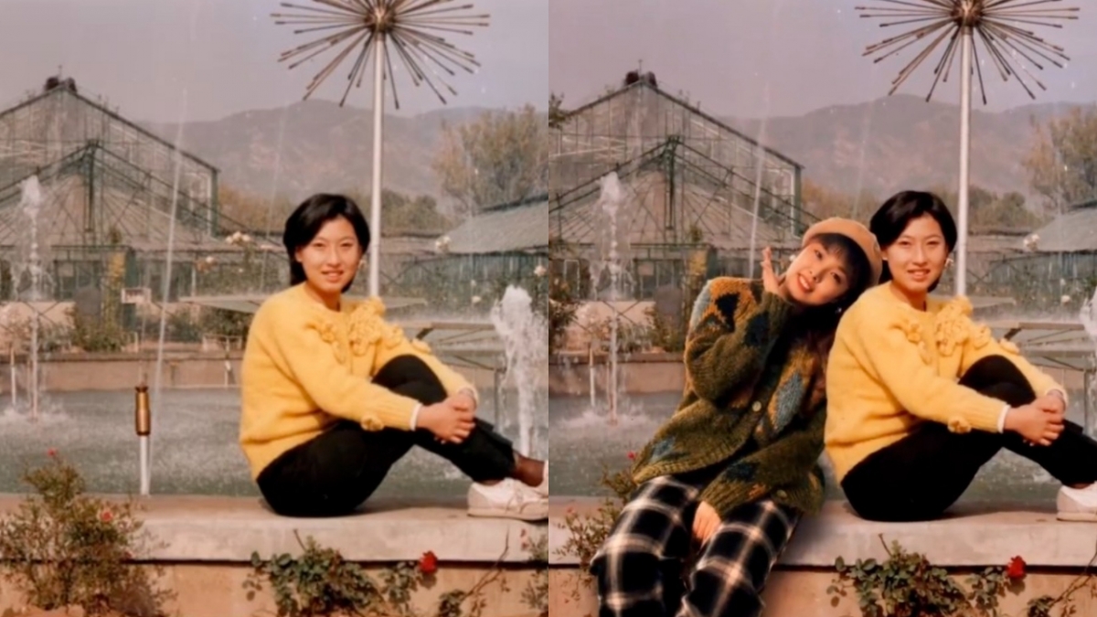穿越時空與媽媽合照