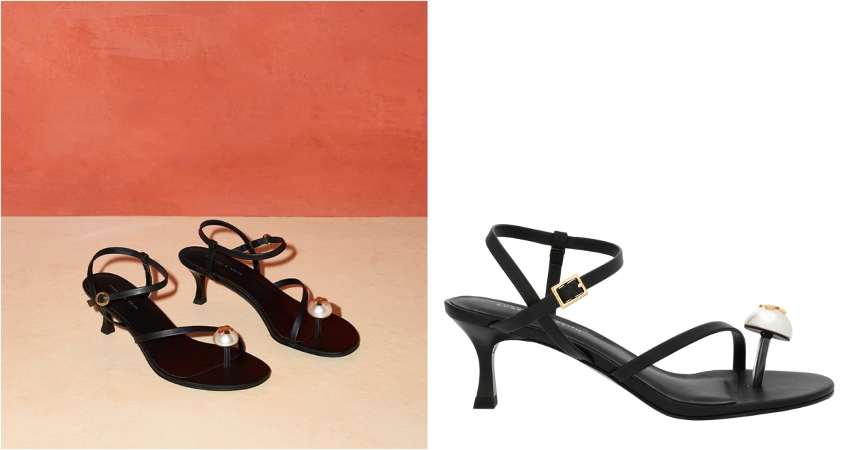 CHARLES & KEITH 小花珍珠夾角低跟涼鞋,NT$1,890
