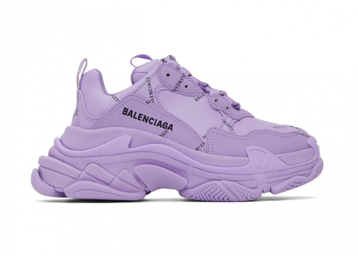 BALENCIAGA 紫色 Triple S Allover Logo 運動鞋