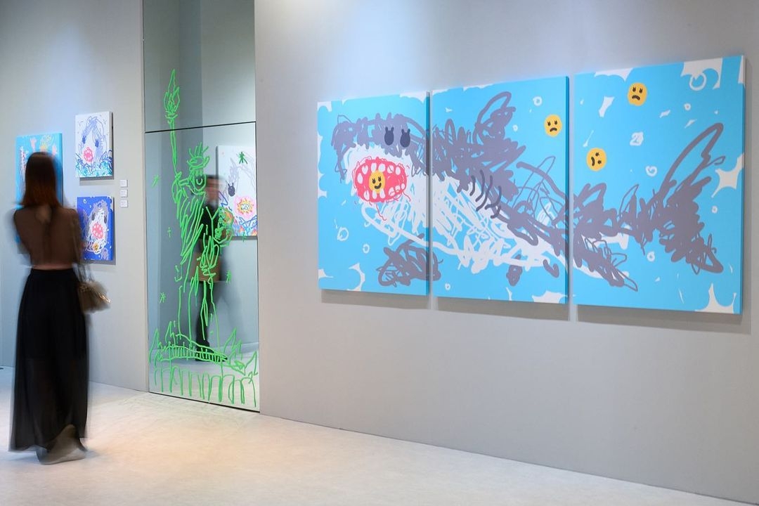 以藝術家 Damien Hirst 鯊魚標本為原型,重新組構平面繪畫