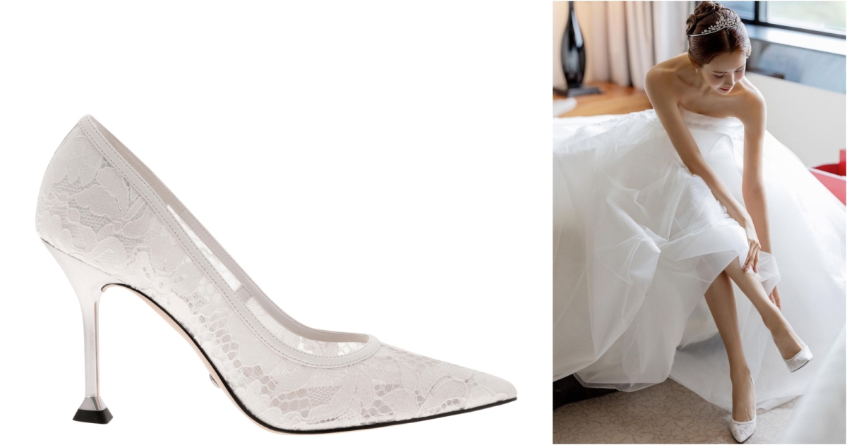 CHARLES & KEITH 花卉蕾絲細跟鞋,NT$2,690