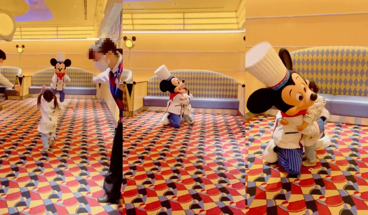 解禁後女孩終於抱到米奇