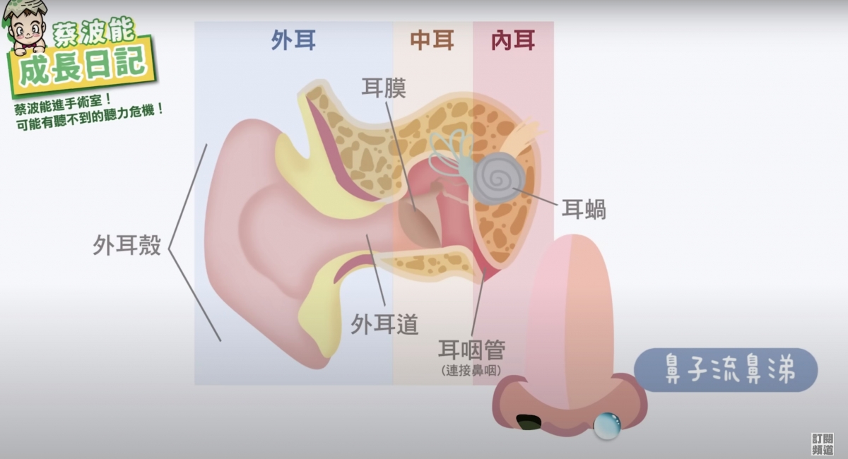 蔡波能起初為中耳炎