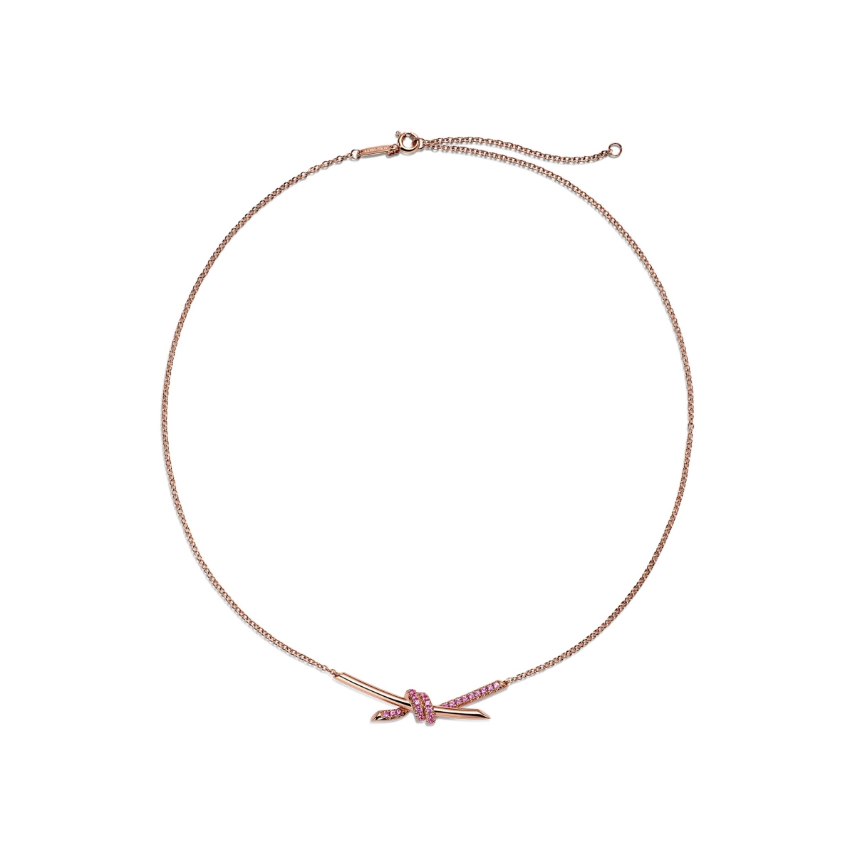 Tiffany Knot全新亞洲限定18K玫瑰金鑲嵌粉紅剛玉項鍊 NT$120,000