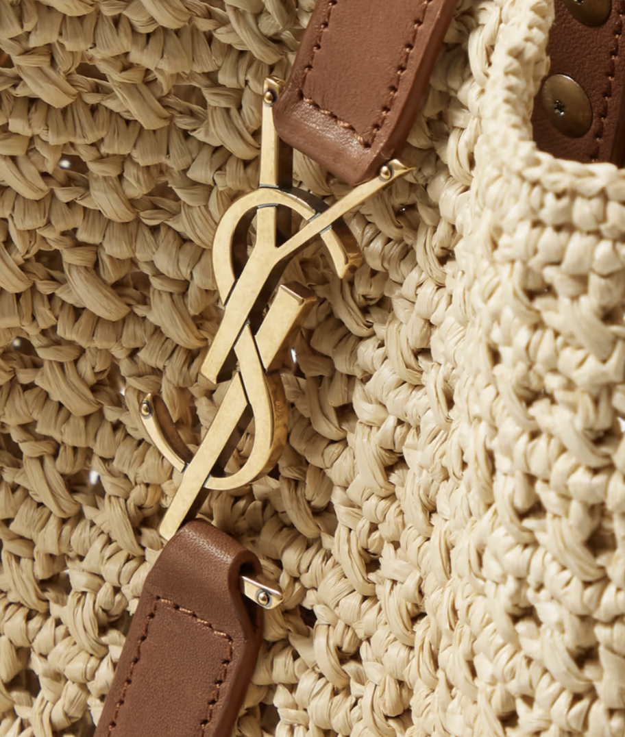 SAINT LAURENT 拉菲草鈎織及滑面皮革HOBO手袋 NT$ 62,350