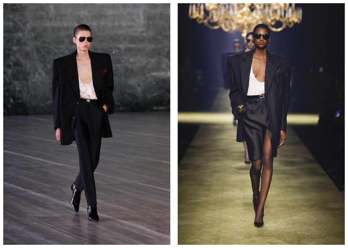 SAINT LAURENT 2024 夏季男裝系列對比2023秋冬女裝系列