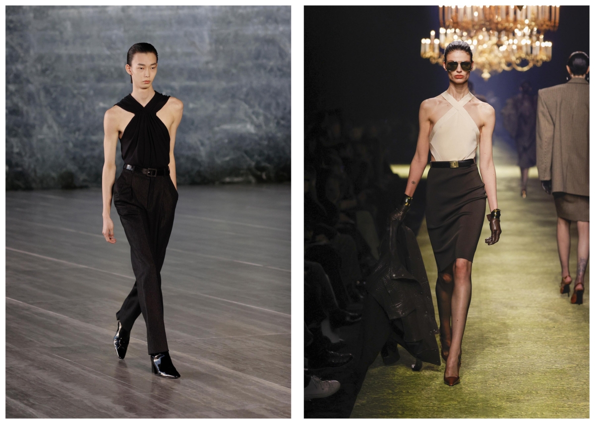 SAINT LAURENT 2024 夏季男裝系列對比2023秋冬女裝系列