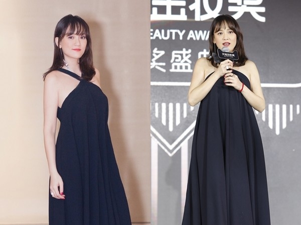 陳喬恩「幸福肥」出席活動，修圖前和修圖後的對比。