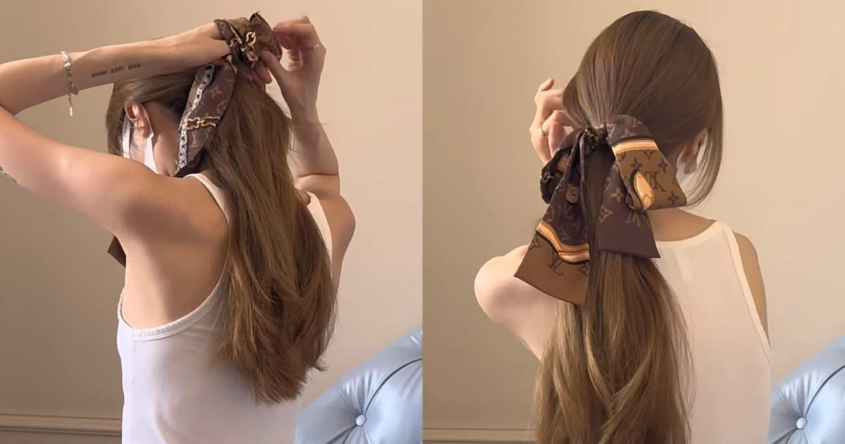 氣質韓系絲巾低馬尾