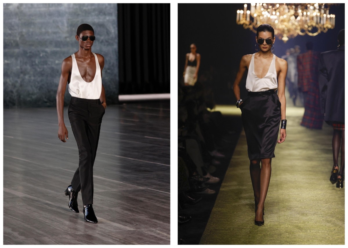 SAINT LAURENT 2024 夏季男裝系列對比2023秋冬女裝系列