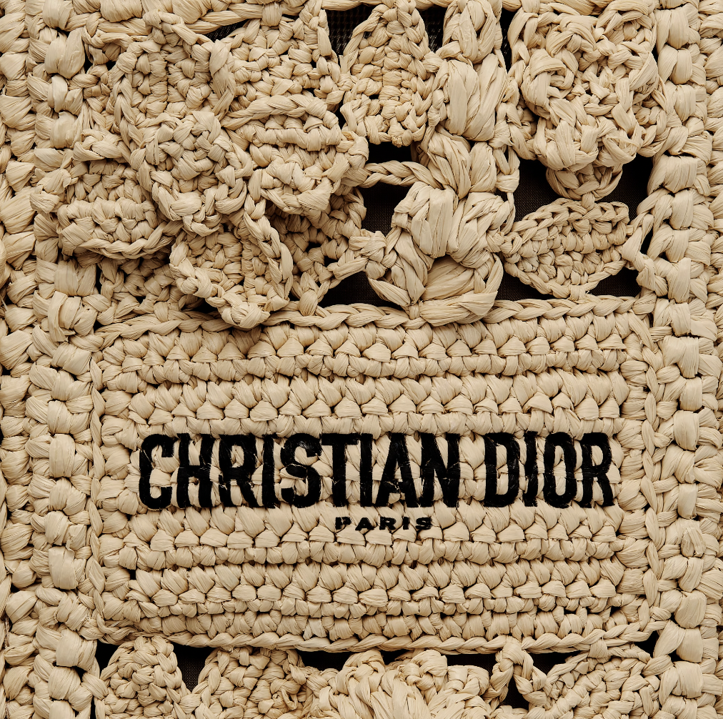 DIOR 小碼 D-Bubble 水桶袋天然拉菲草