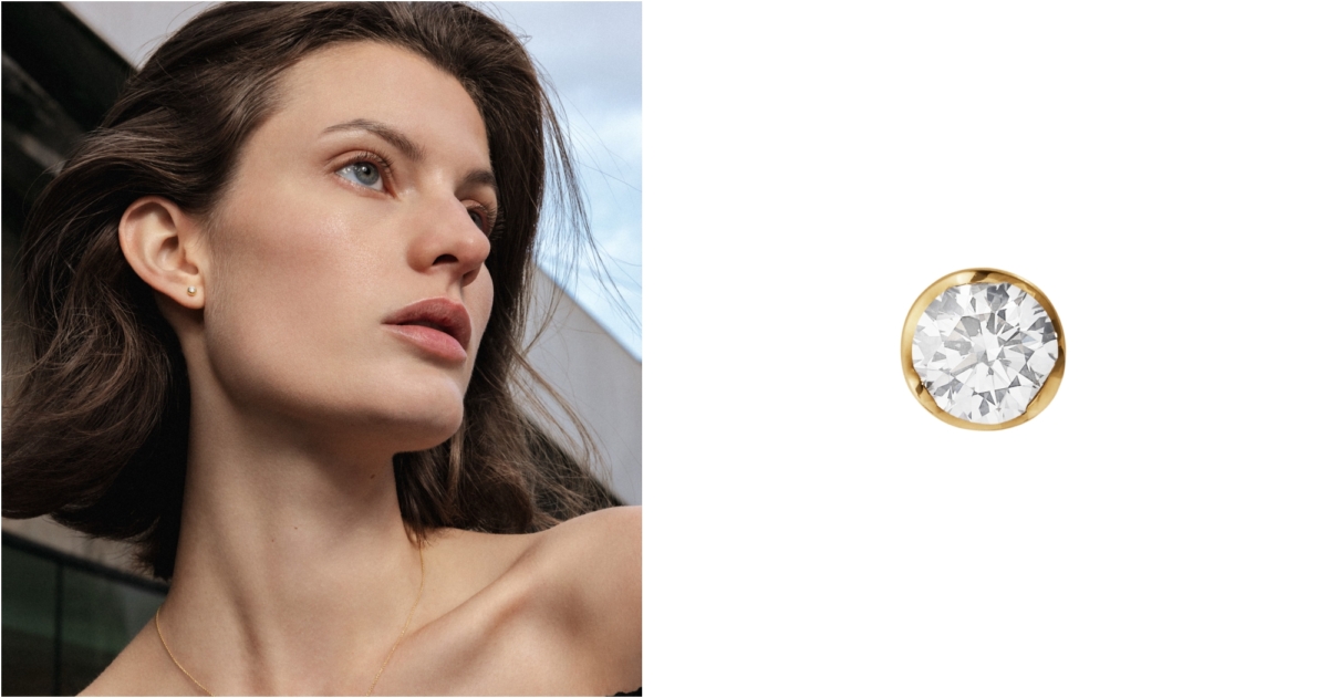 GEORG JENSEN SIGNATURE DIAMONDS 系列18K 黃金單鑽耳環,NT$ 13,300(0.05 克拉)  / 22,500(0.10 克拉) / 51,000(0.20 克拉)