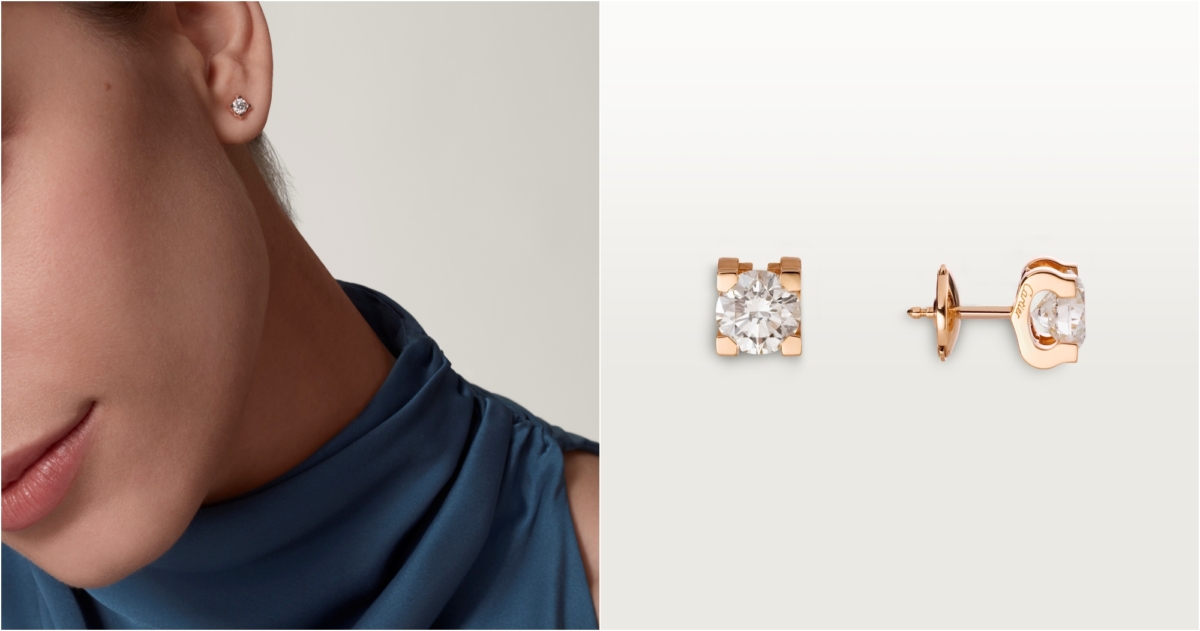 Cartier C de Cartier單鑽耳環,約NT$ 71,500起