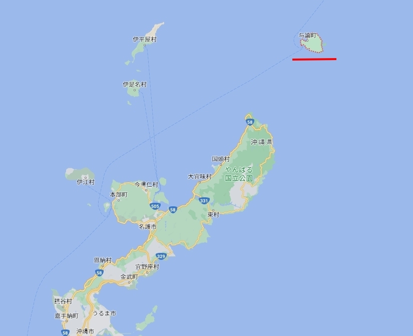 與論島在沖繩北方，距離台灣也相當近