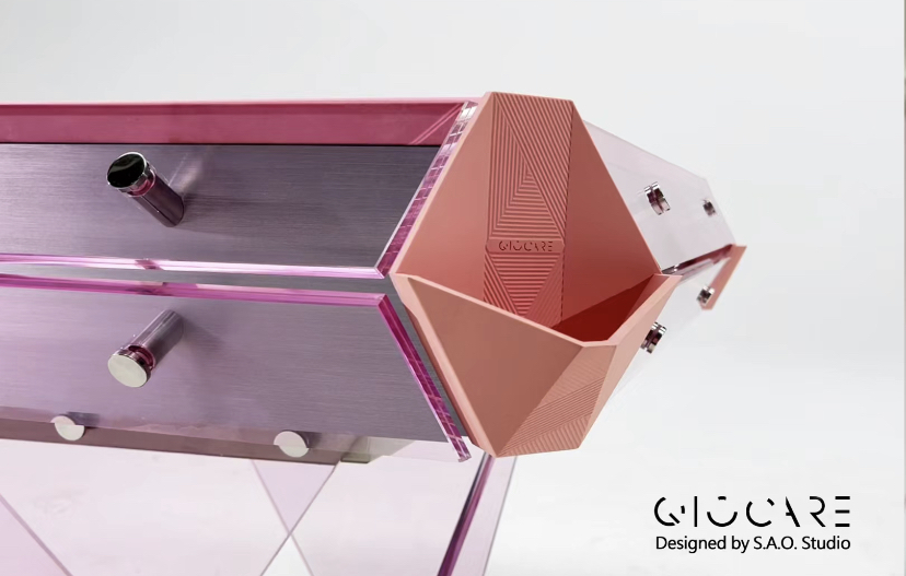 粉色玻璃麻將桌細節