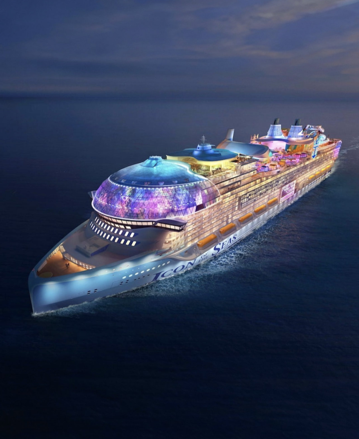 海洋標誌號在夜間會於大海中閃爍霓虹燈