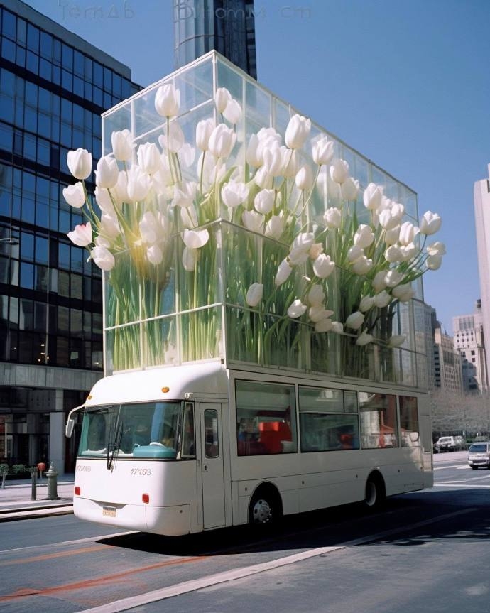 超浪漫的鬱金香花車