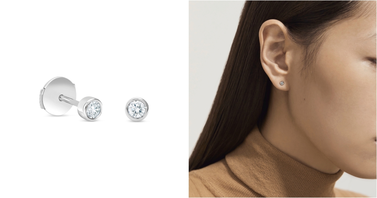 De Beers My First De Beers 系列 Clea 白金圓形明亮式鑽石耳釘,NT$37,000