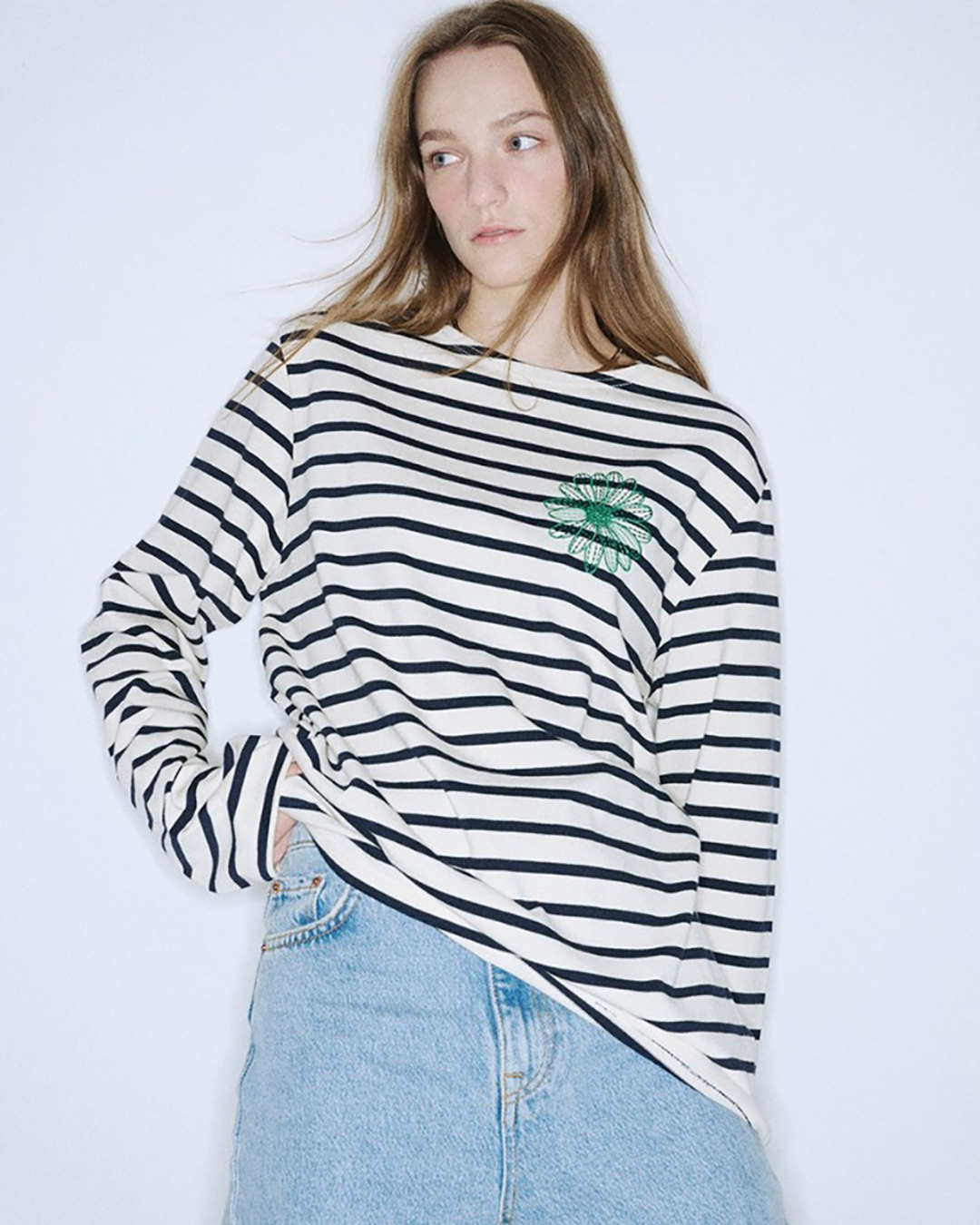 Mardi Mercredi COTTON PULLOVER LONG SLEEVE STRIPE,NT$3,300