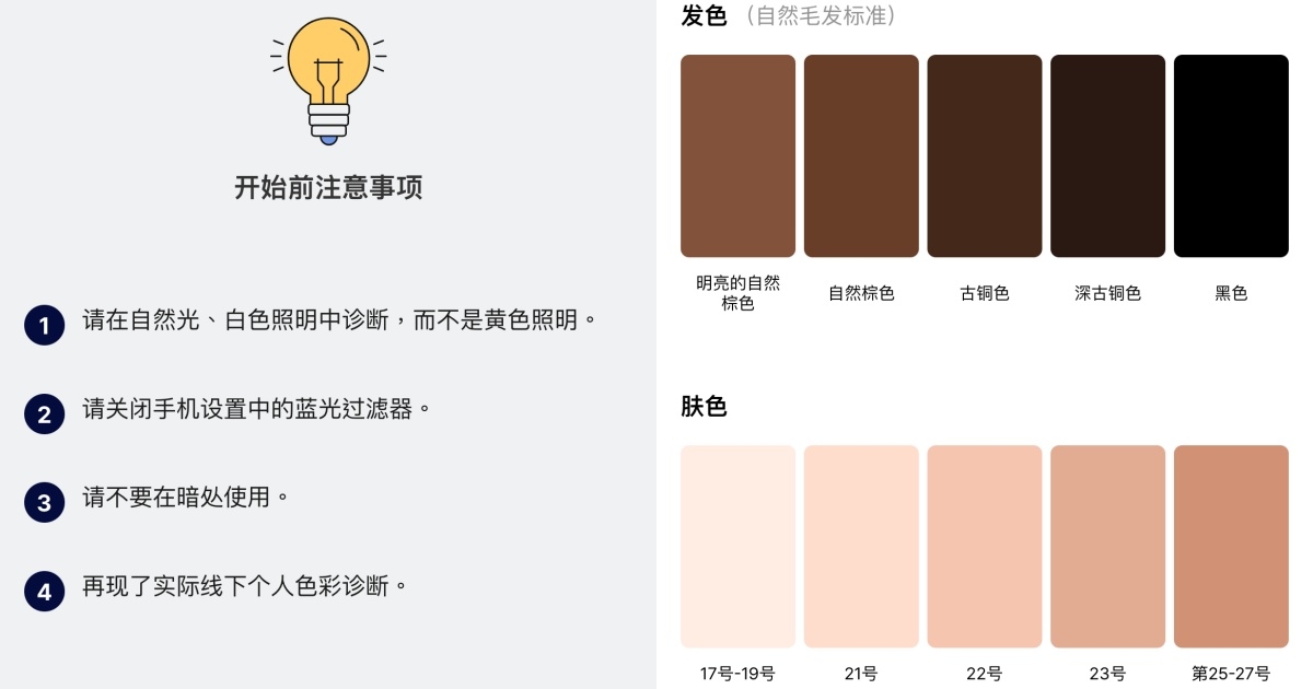 首先先根據自己最原始的髮色與膚色選擇