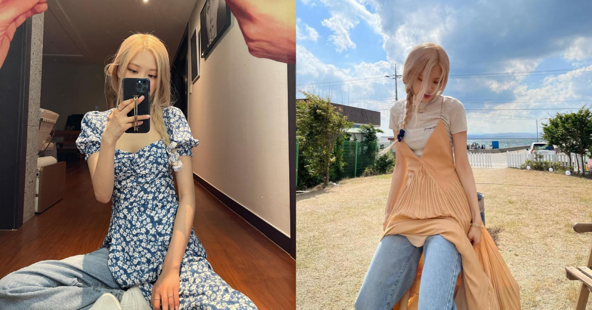 牛仔寬褲搭配洋裝