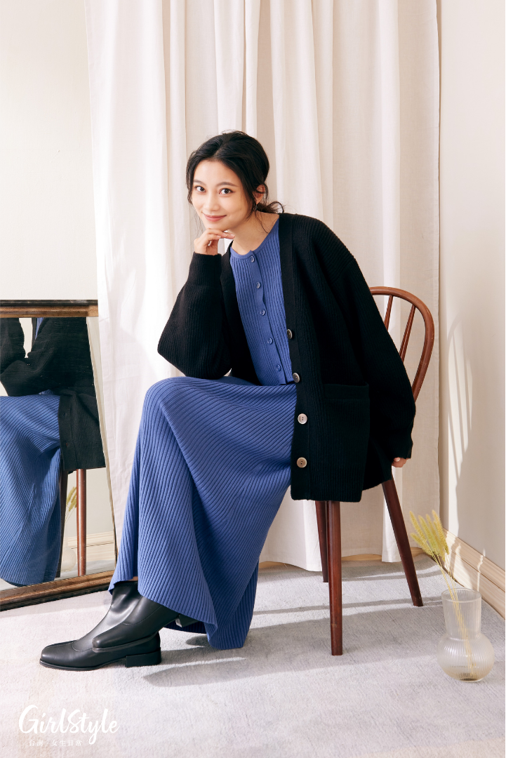 女裝多way羅紋針織連身裙 NT$990/柔軟寬鬆開襟外套 NT$990/女裝超彈性低跟靴 NT$1,290