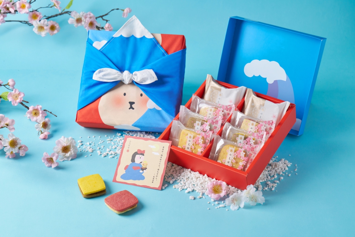 七見櫻堂、Pinkoi、咪某聯手推出的「呂敷三明治餅禮盒」美如畫。